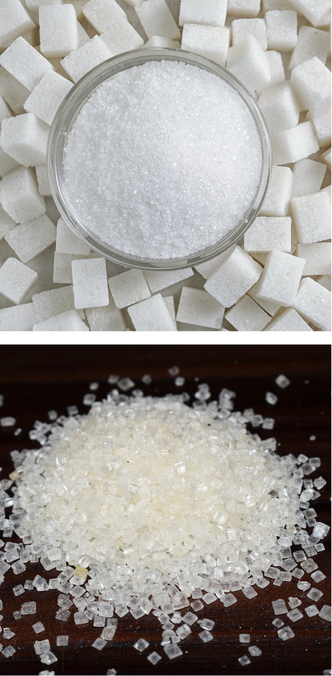 Granulated sugar crystals