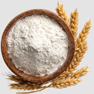wheat flour and wheat ears representing the raw material for starch slurry production