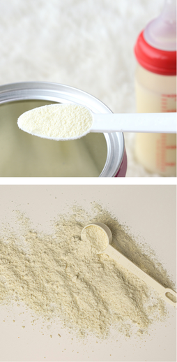 Infant formula and high-fat milk powder requiring safety sieving